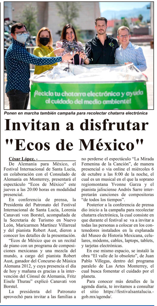 Invitan a disfrutar «Ecos de México»